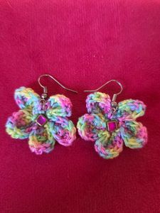 Handmade Crochet Flower Earrings