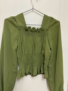 Dark Parrot Green Bardot Top