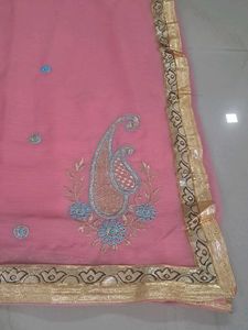 Elegant Pink Embroidered Saree
