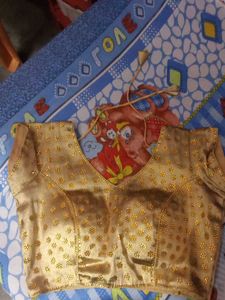 Golden Embellished Saree Blouse