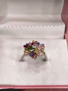 Vibrant Gemstone Statement Ring 925 silver