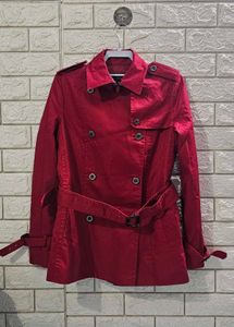Korean VOV Maroon Double-Breasted Trench Coat