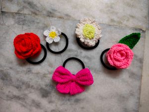 Handmade Crochet Flower Hair Ties