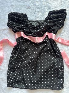 💍Polka Dot top with Pink Ribbon