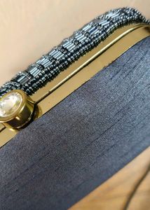 Grey Beaded Evening Clutch