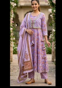 Lavender Printed 4 Piece Set - 38.Bust