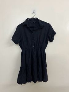 Layered Black Knee Length Dress