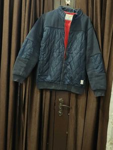 Navy Quilted Bomber Jacket