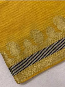 Golden Mustard Yellow Saree with border