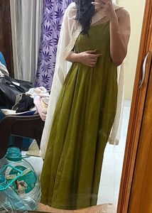 Olive Green Embellished Gown
