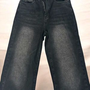 Washed Black Wide Leg Jeans
