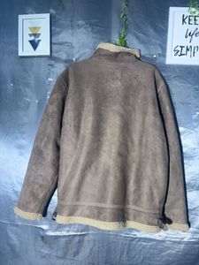 Men's Brown Faux Suede Sherpa Lined Jacket