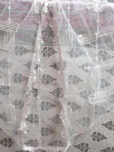 White Net Dupatta With Embroidery