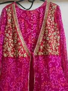 Anarkali Gown with Embroidered Jacket &amp; Dupatta