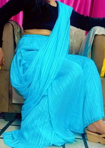 Plazo Saree With Velvet Blouse