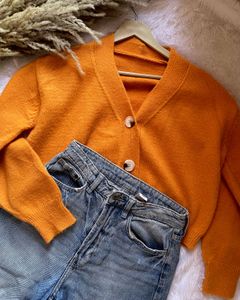 Cozy Orange Button-Up Cardigan