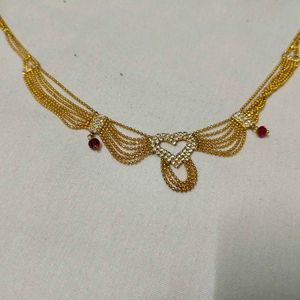 Gold Chain Necklace with Heart Pendant