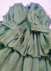 Green Ruffled Party Dress