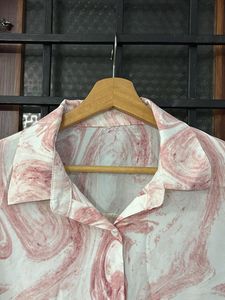 Cute Marble Print Button-Up Shirt