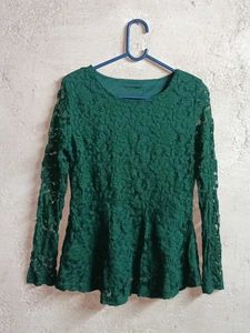Elegant Lace Peplum Top Layered Green 💚