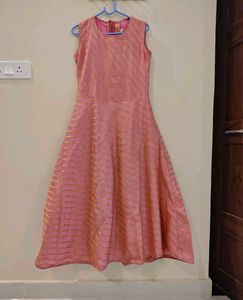 Elegant 2-Piece Indo-Western Pink &amp; Gold Gown