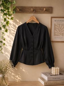 Chic Black Button-Up Top