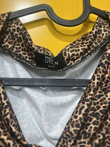 Leopard Print Cowl Neck Top
