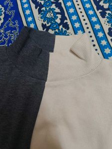 Split Color Mock Neck T-Shirt