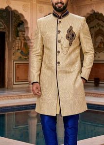 Men's Sherwani Kurta with Blue Pants