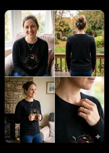 Cozy Embroidered Black Sweater