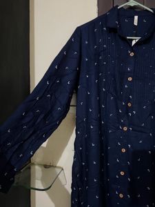 Elegant Navy Blue Printed Kurta