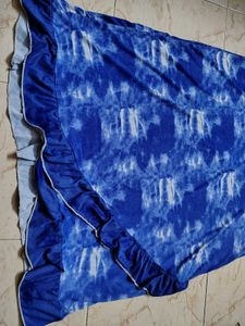 Blue Tie-Dye Nightgown with Ruffles