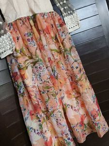 Embroidered Chiffon Net Floral Printed Gown Dress