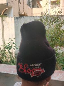 Navy Blue Woolen Cap For Kids