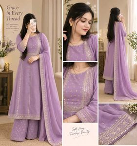 Elegant Lavender Kurta Set with Dupatta
