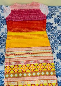 Vibrant Striped Knee-Length Dress