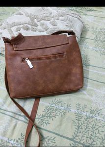 Brown Faux Leather Crossbody Bag
