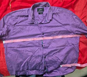Men's Purple Slim Fit Shirt &amp; Beige Trousers
