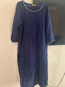 Chic Navy Blue Checked Kurta and pants
