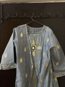 Beautiful grey partywear Anarkali set
