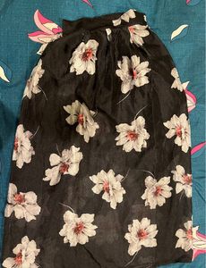 Black Floral Print Skirt