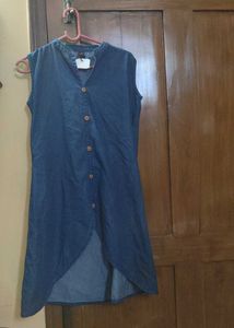 Sleeveless cotton Denim blend kurti new with tag