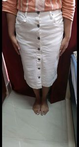 Roadster White Skirt  Waist-28 front buttons