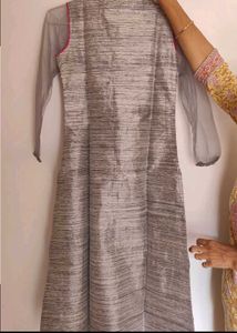 Elegant Grey &amp; Pink Ethnic Kurta