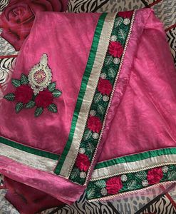 Pink Embroidered Saree