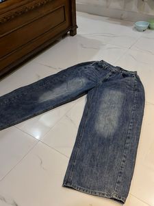 Blue Washed Wide Leg Jeans