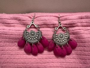 Boho Chic Pink Dangle Earrings