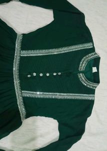 Green Embroidered Frock With Laggie