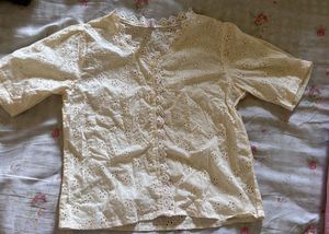 Cream Broderie Anglaise Top