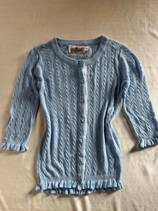 Cute Blue Cable Knit Cardigan